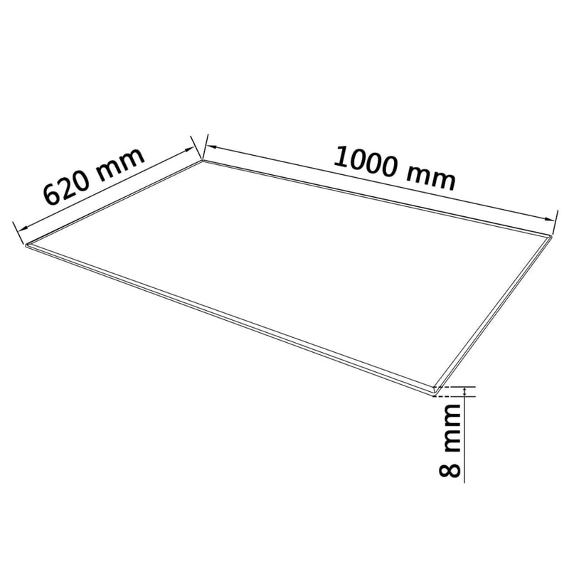 Table Top Tempered Glass Rectangular 1000x620 mm