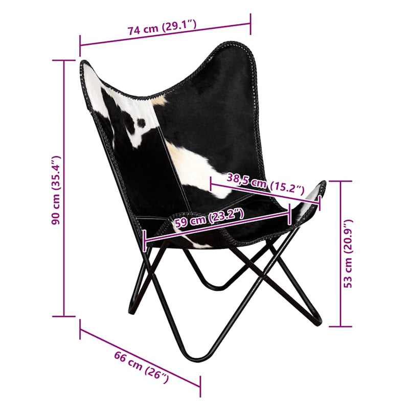 Butterfly Chair Black Real Leather