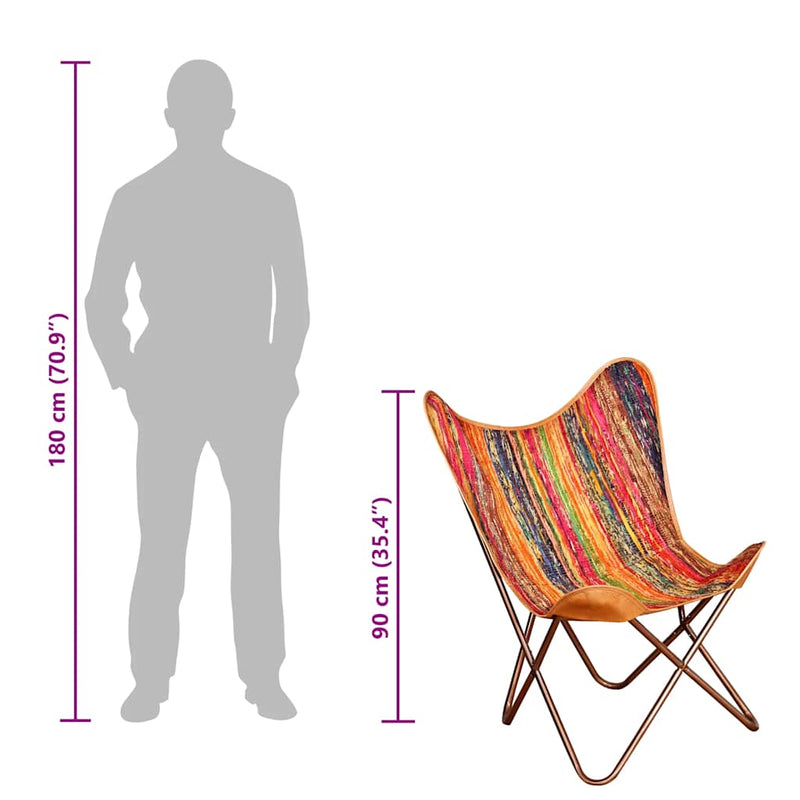 vidaXL Butterfly Chair Multicolour Chindi Fabric