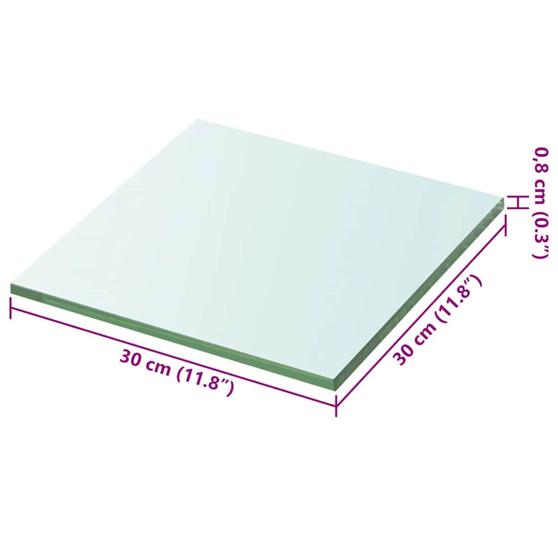 vidaXL Shelf Panel Glass Clear 30x30 cm
