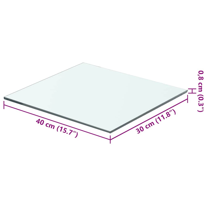 vidaXL Shelf Panel Glass Clear 40x30 cm