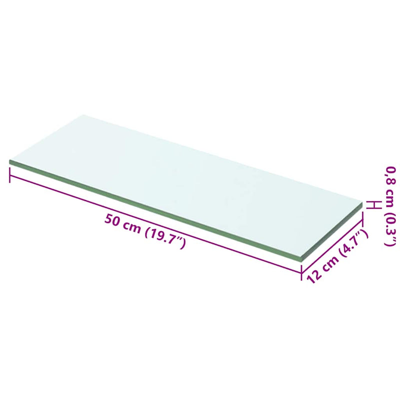 vidaXL Shelf Panel Glass Clear 50x12 cm