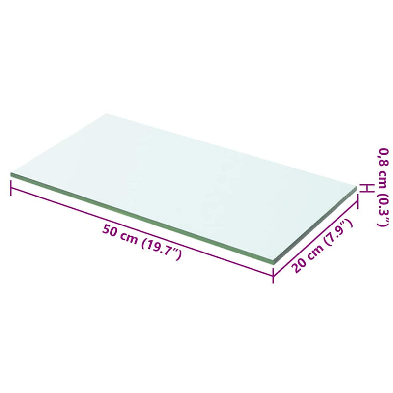 vidaXL Shelf Panel Glass Clear 50x20 cm