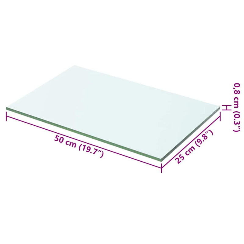 vidaXL Shelf Panel Glass Clear 50x25 cm