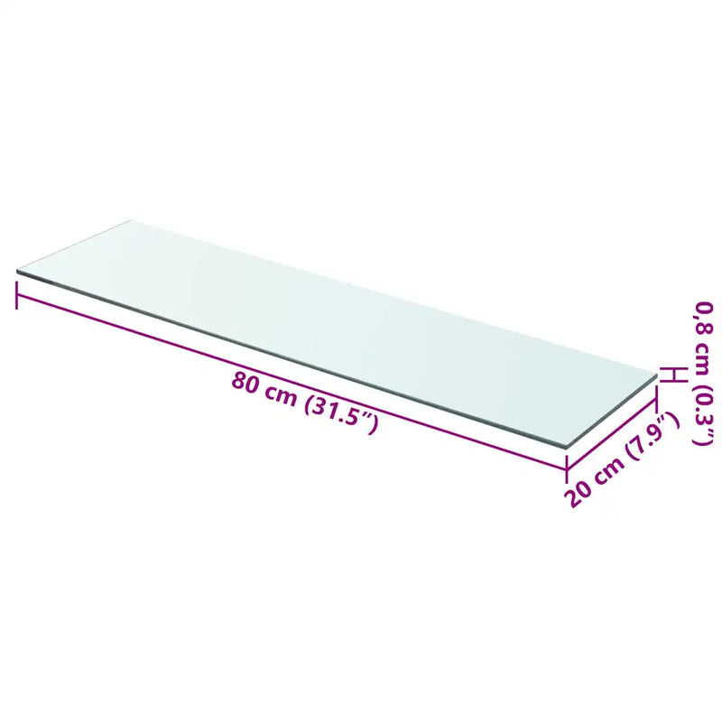 Shelf Panel Glass Clear 80x20 cm