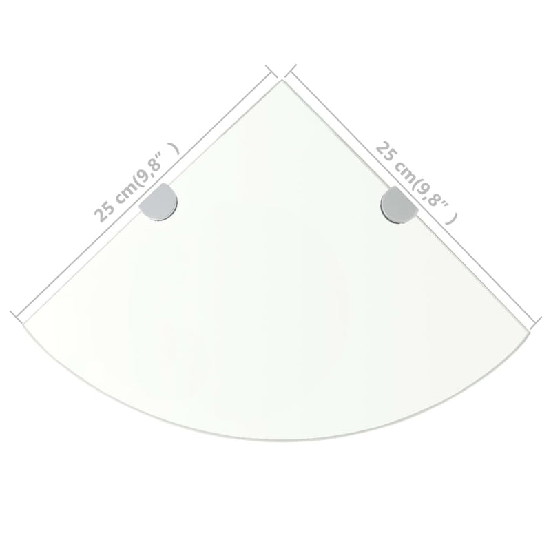 vidaXL Corner Shelf with Chrome Supports Glass Clear 25x25 cm