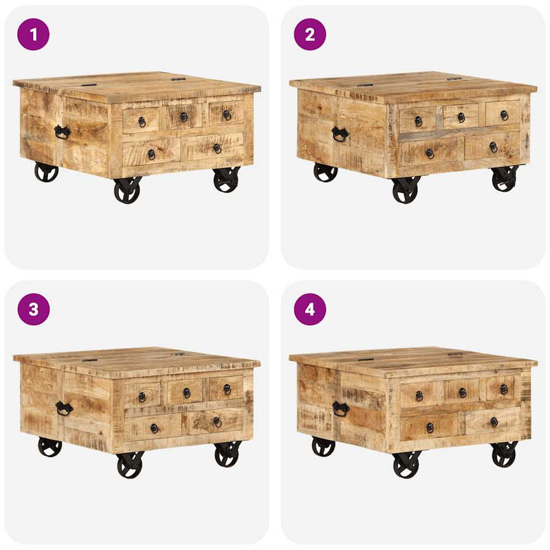Coffee Table Rough Mango Wood 70x70x40 cm