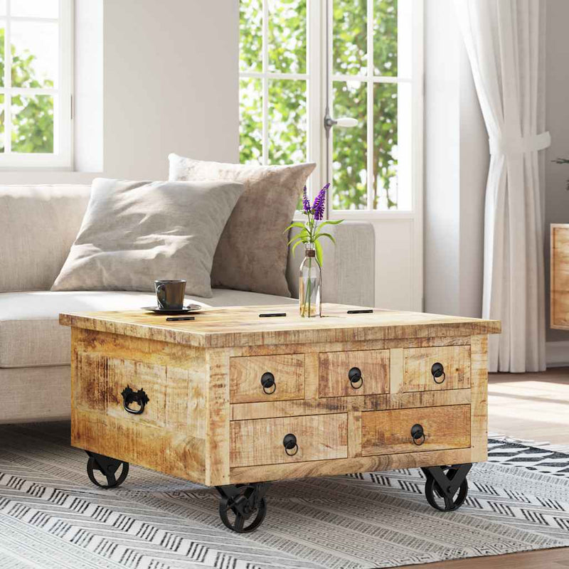 Coffee Table Rough Mango Wood 70x70x40 cm