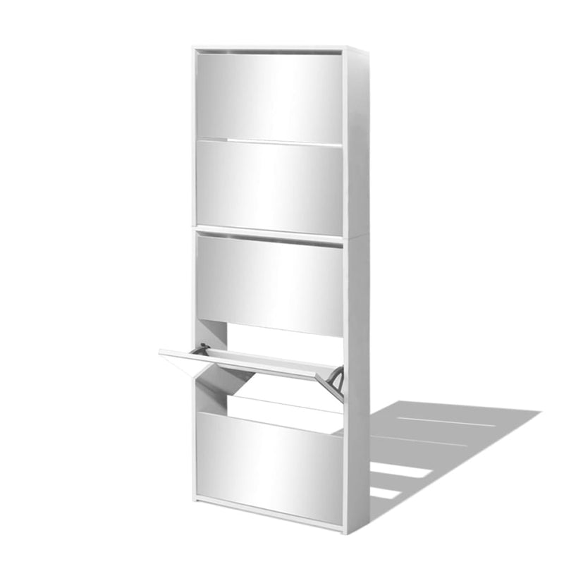 Shoe Cabinet 5-Layer Mirror White 63x17x169.5 cm