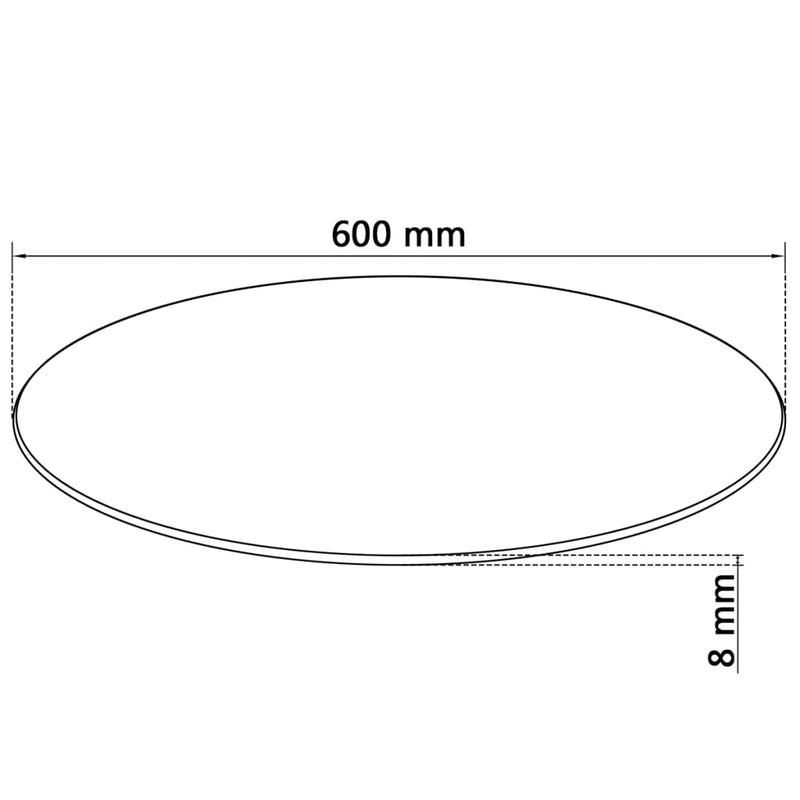 vidaXL Table Top Tempered Glass Round 600 mm