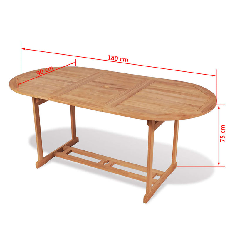 vidaXL 7 Piece Outdoor Dining Set with Folding Chairs Solid Teak Wood