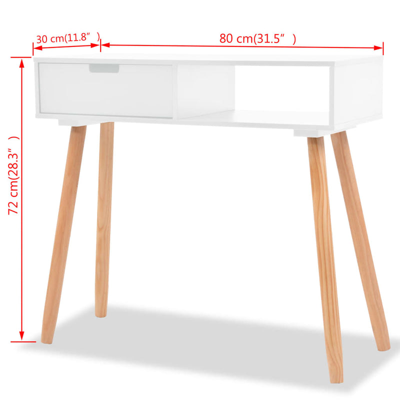 vidaXL Console Table Solid Pinewood 80x30x72 cm White