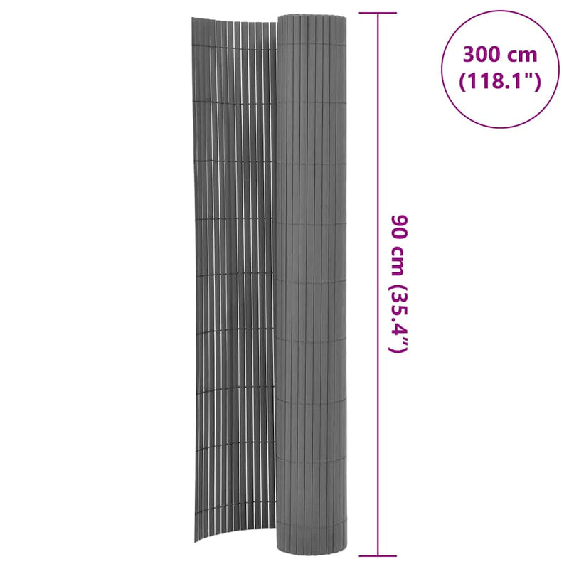 vidaXL Double-Sided Garden Fence PVC 90x300 cm Grey