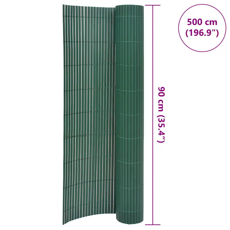 Double-Sided Garden Fence PVC 90x500 cm Green