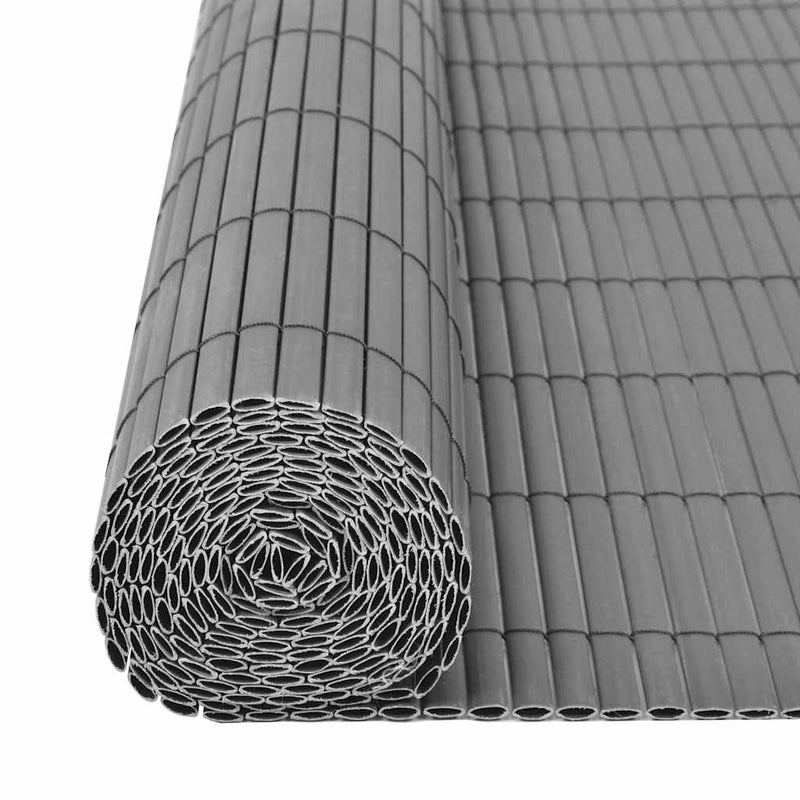 Double-Sided Garden Fence PVC 90x500 cm Grey