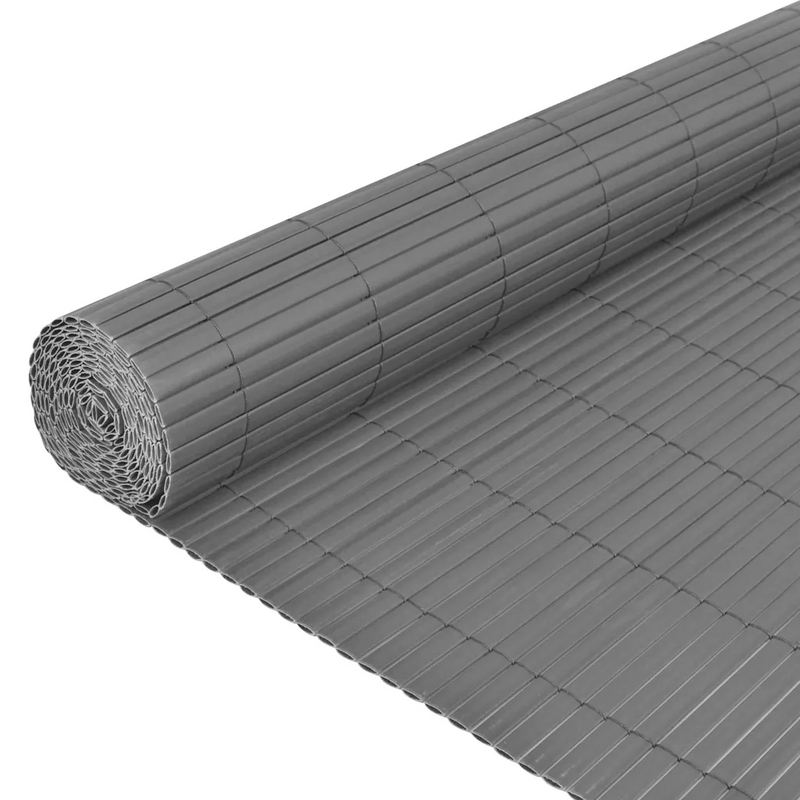 Double-Sided Garden Fence PVC 150x500 cm Grey