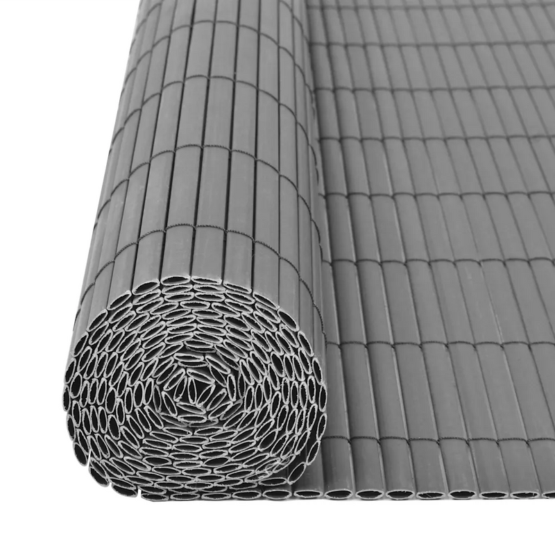 Double-Sided Garden Fence PVC 150x500 cm Grey