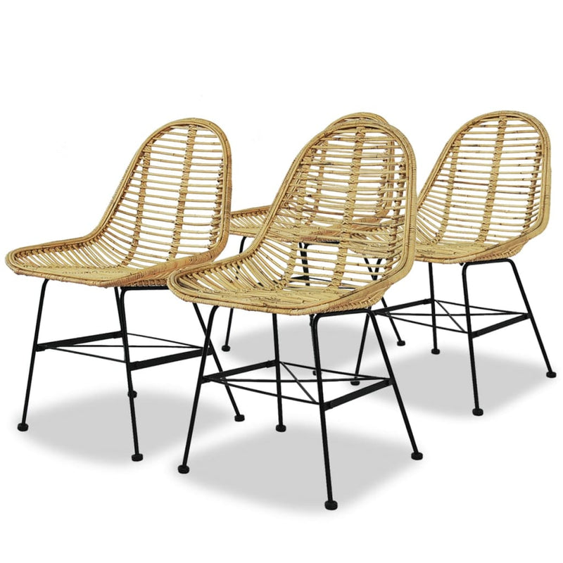 Dining Chairs 4 pcs Natural Rattan