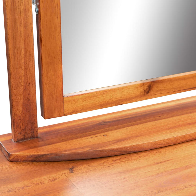 vidaXL Dressing Table with Stool and Mirror Solid Acacia Wood