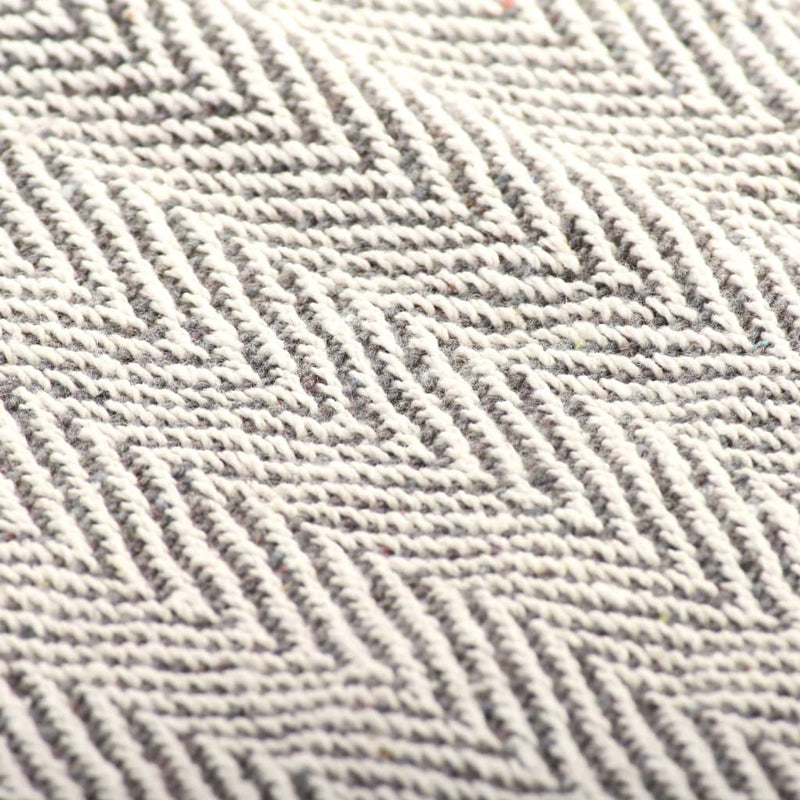 vidaXL Throw Cotton Herringbone 125x150 cm Grey