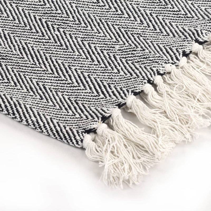 vidaXL Throw Cotton Herringbone 160x210 cm Navy Blue
