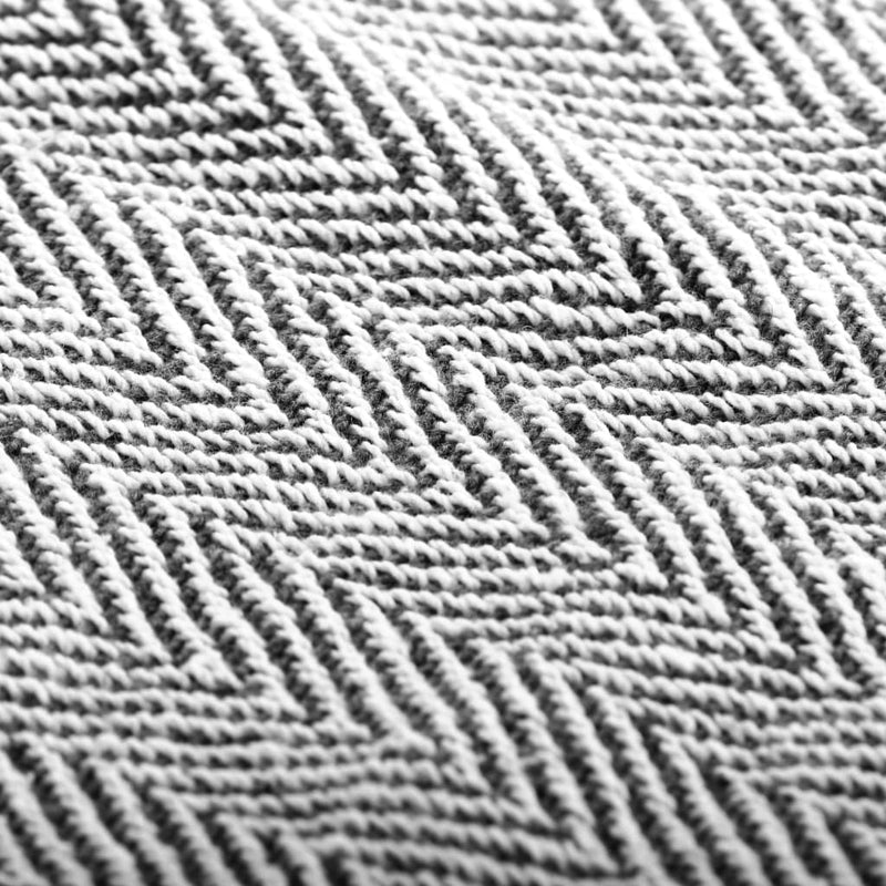 vidaXL Throw Cotton Herringbone 160x210 cm Navy Blue