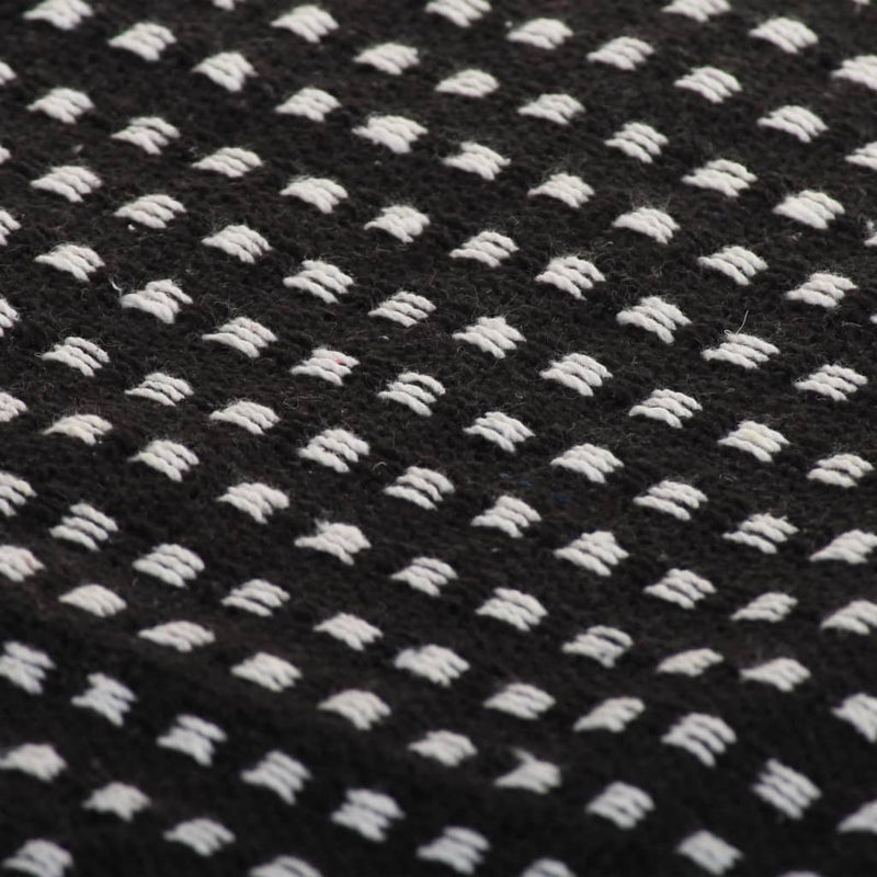 vidaXL Throw Cotton Squares 125x150 cm Black