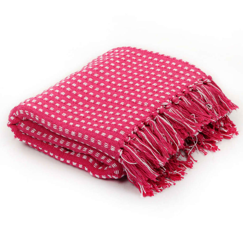 Throw Cotton Squares 125x150 cm Pink