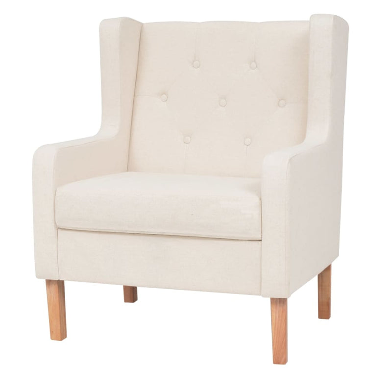 vidaXL Armchair Cream White Fabric