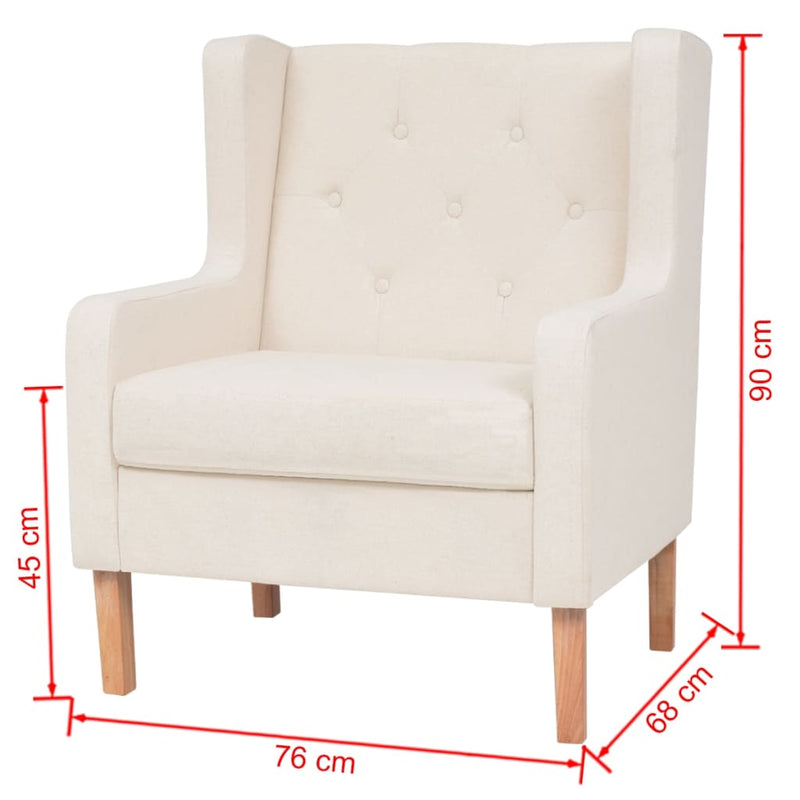 vidaXL Armchair Cream White Fabric