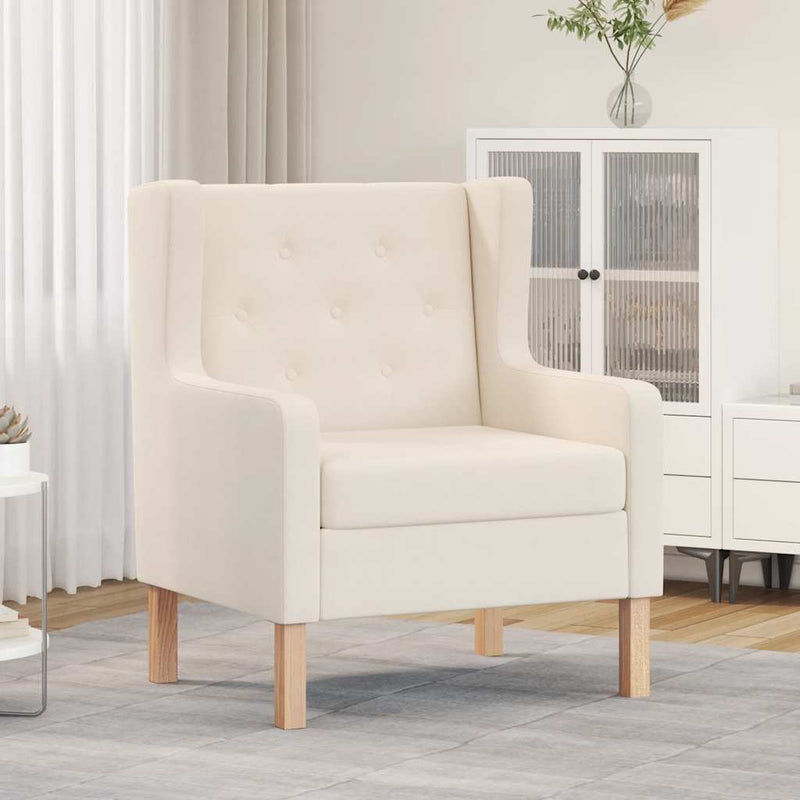 vidaXL Armchair Cream White Fabric