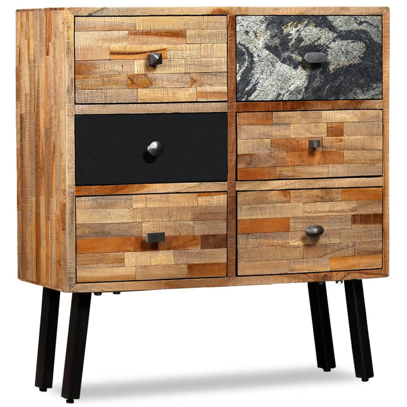 vidaXL Side Cabinet with 6 Drawers 70x30x76 cm Solid Reclaimed Teak