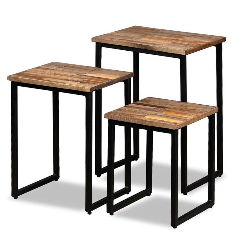 vidaXL 3 Piece Nesting Coffee Table Set Solid Reclaimed Teak