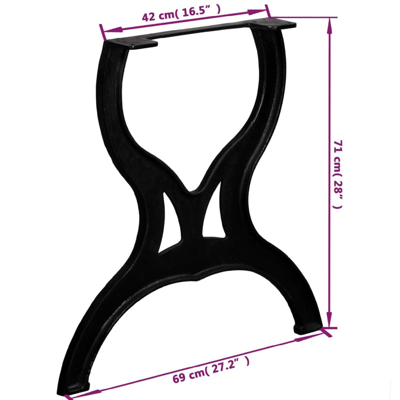 Dining Table Legs 2 pcs X-Frame Cast Iron