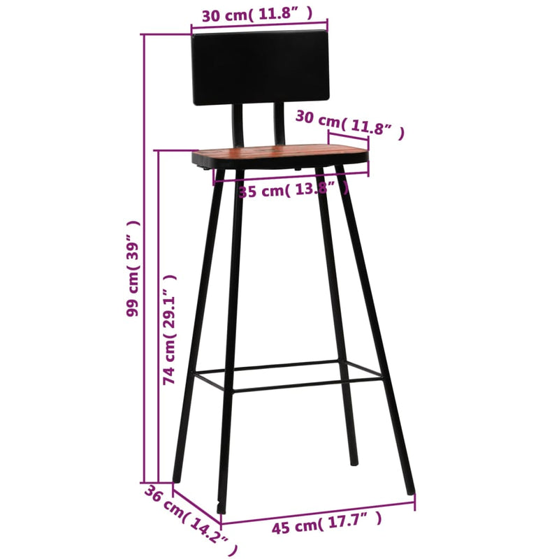 vidaXL Bar Chairs 4 pcs Solid Reclaimed Wood