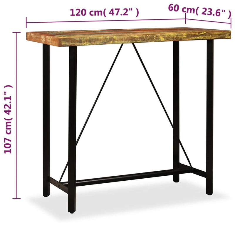 vidaXL Bar Table 120x60x107 cm Solid Reclaimed Wood