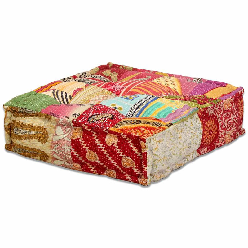 vidaXL 3-Seater Modular Pouffe Patchwork Fabric