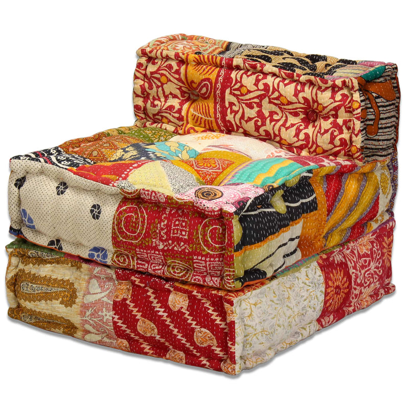 3-Seater Modular Pouffe Patchwork Fabric