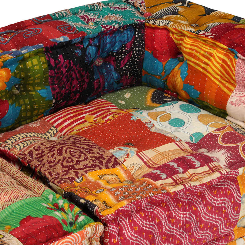 vidaXL 4-Seater Modular Pouffe Patchwork Fabric