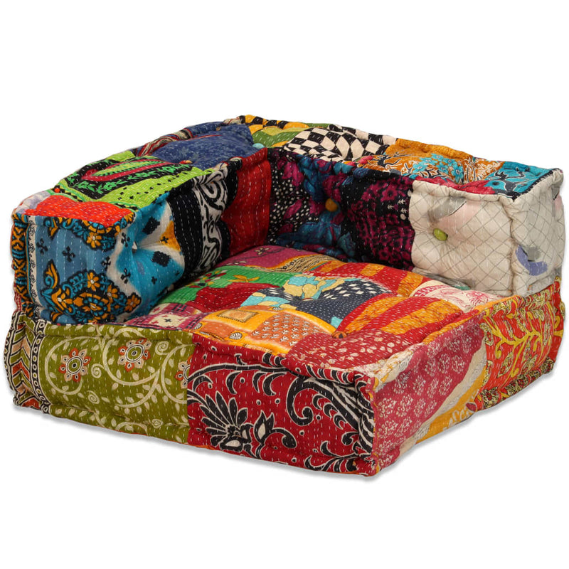 4-Seater Modular Pouffe Patchwork Fabric