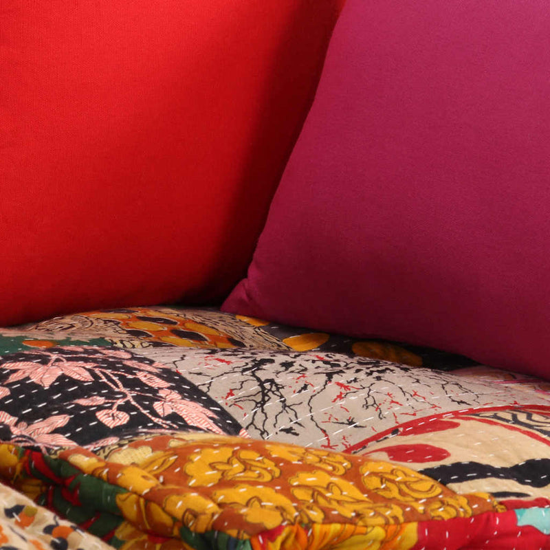 vidaXL 2-Seater Modular Pouffe Patchwork Fabric