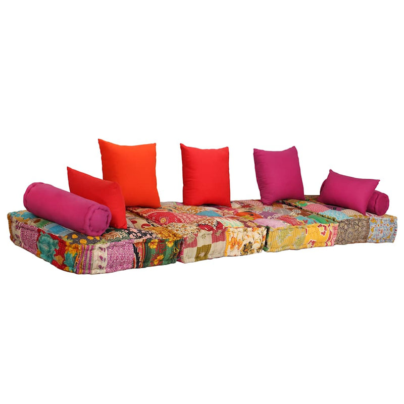vidaXL 2-Seater Modular Pouffe Patchwork Fabric