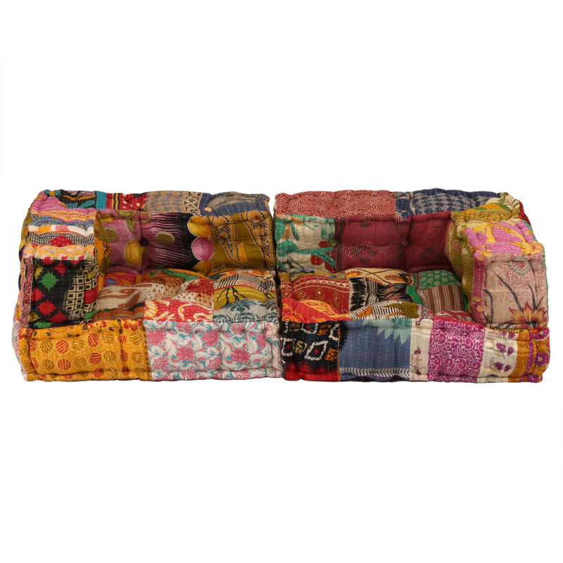 2-Seater Modular Pouffe Patchwork Fabric