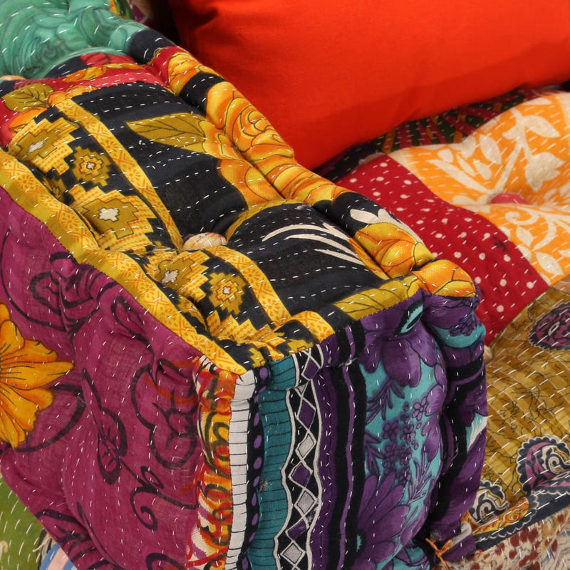 vidaXL 2-Seater Modular Pouffe Patchwork Fabric