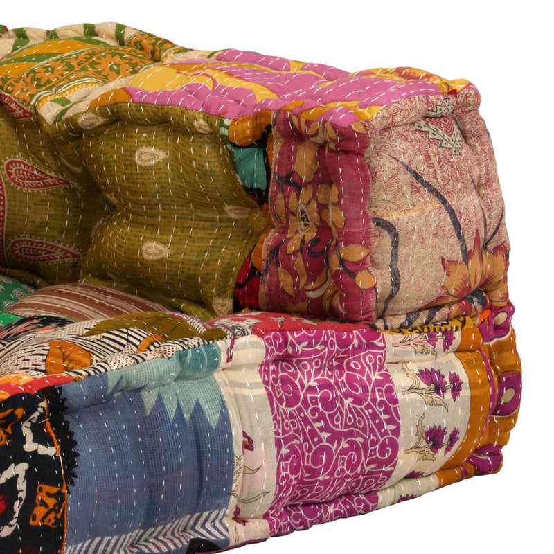 2-Seater Modular Pouffe Patchwork Fabric