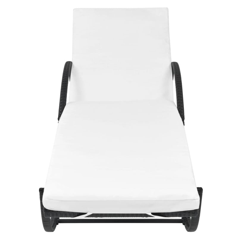 vidaXL Sun Loungers 2 pcs with Table Poly Rattan Black (42884+42886)