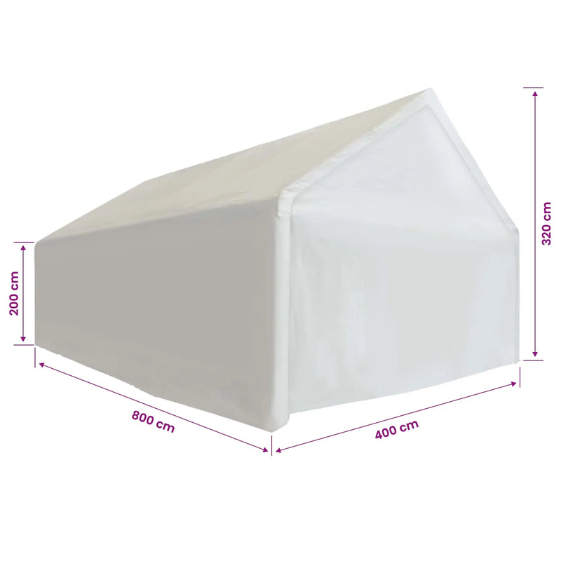 Storage Tent Fabric White 400 x 800 cm Polyethylene