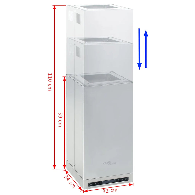 Island Range Hood LCD Display Touch Sensor 756 m��/h LED
