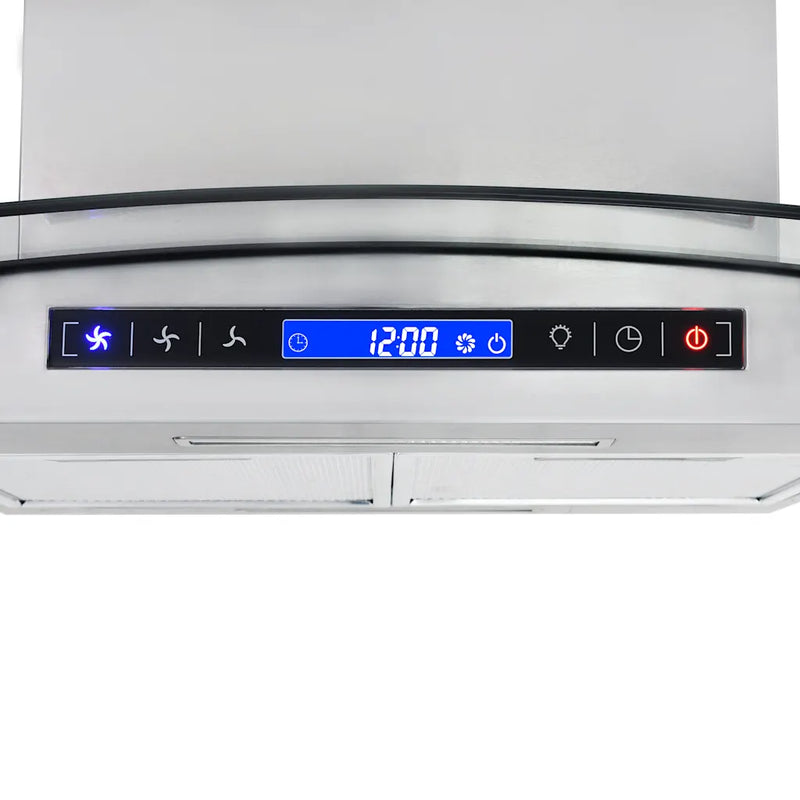 Island Range Hood 90 cm LCD Display Touch Sensor 756 m��/h LED