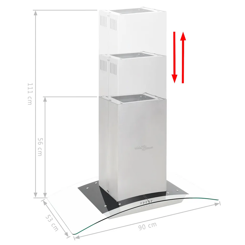Island Range Hood 90 cm Stainless Steel 756 m��/h LED